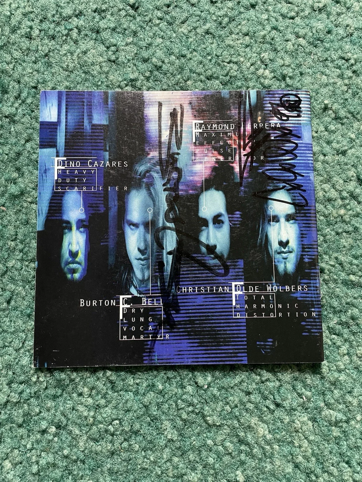 Fear Factory Signed Demanufacture Cd Insert. Signed By: Burton Bell & C. Wolbers, image 2