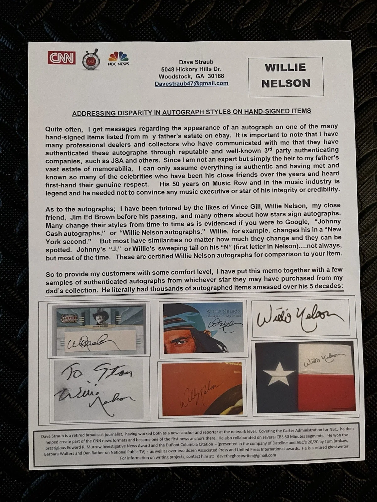 Willie Nelson Signed Photo - Harley Davidson From Ken Kittinger Collection, изображение 5
