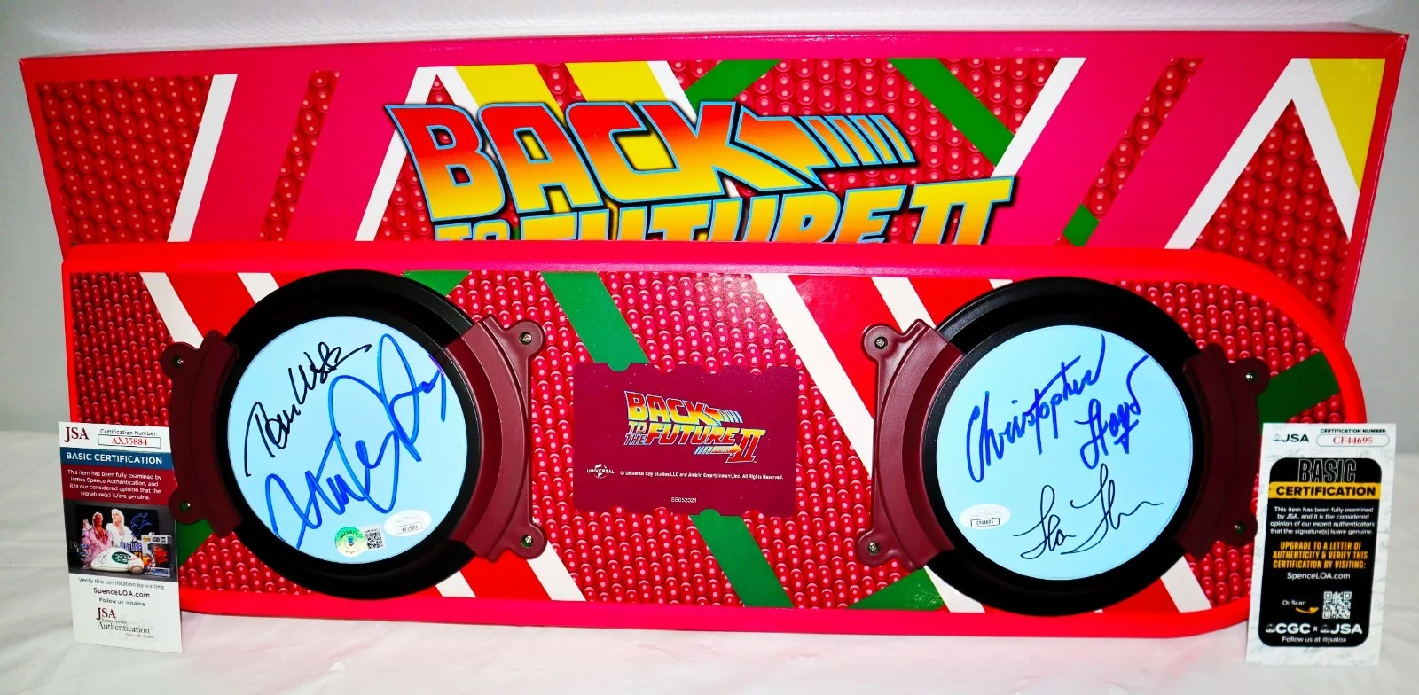 Michael J Fox, Christopher Lloyd, Lea Thompson, Tom Wilson — 🔥🛹 MICHAEL J FOX Lloyd +2 Back To Future CAST SIGNED Hoverboard Beckett JSA, image 2