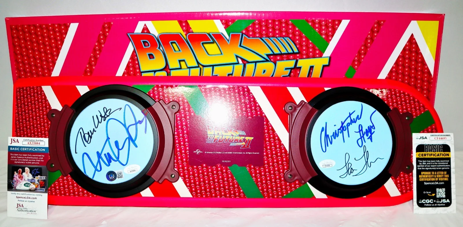 Michael J Fox, Christopher Lloyd, Lea Thompson, Tom Wilson — 🔥🛹 MICHAEL J FOX Lloyd +2 Back To Future CAST SIGNED Hoverboard Beckett JSA, image 3