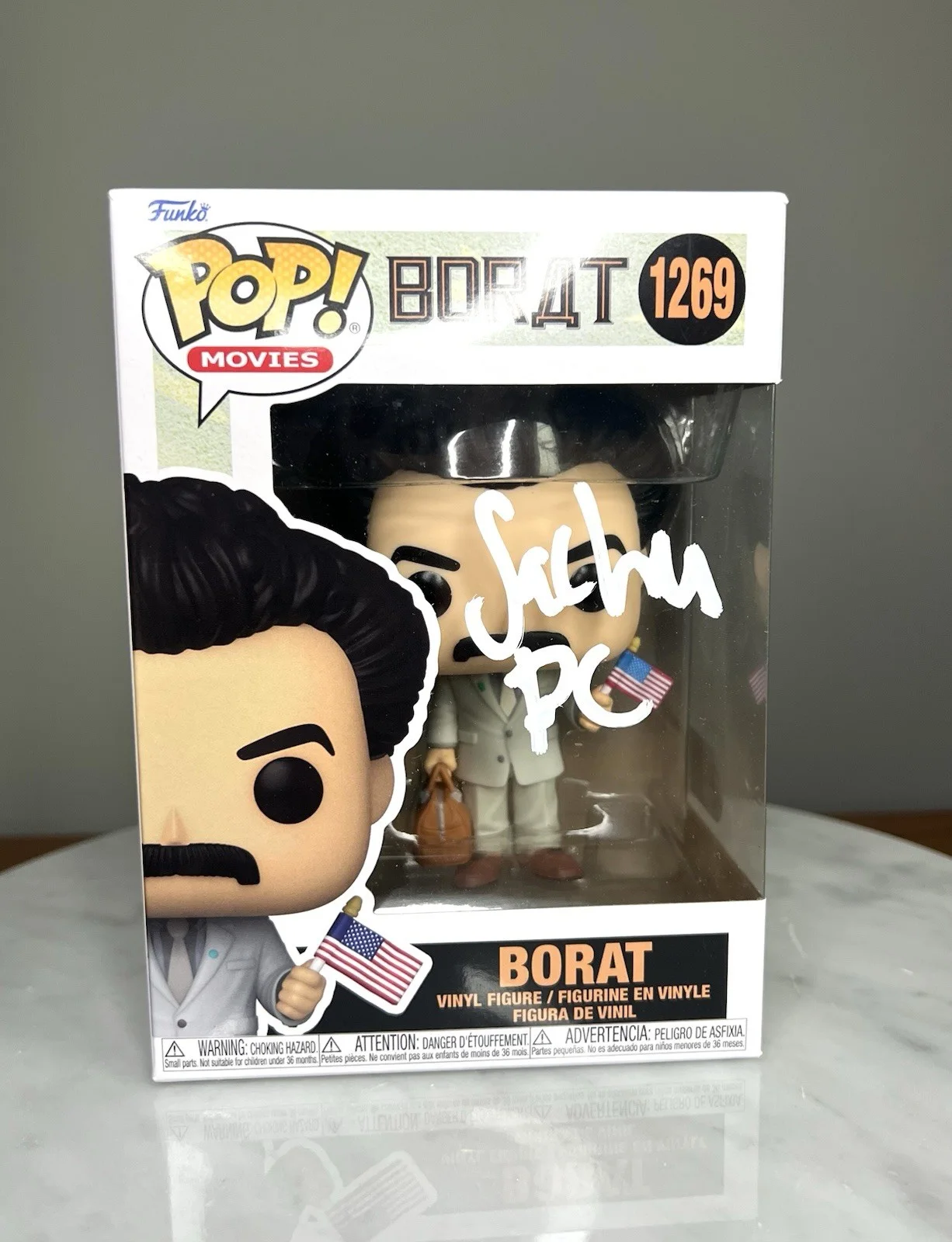 Sacha Baron Cohen — Sacha Baron Cohen Signed ‘Borat’ Funko Pop RARE! SWAU COA