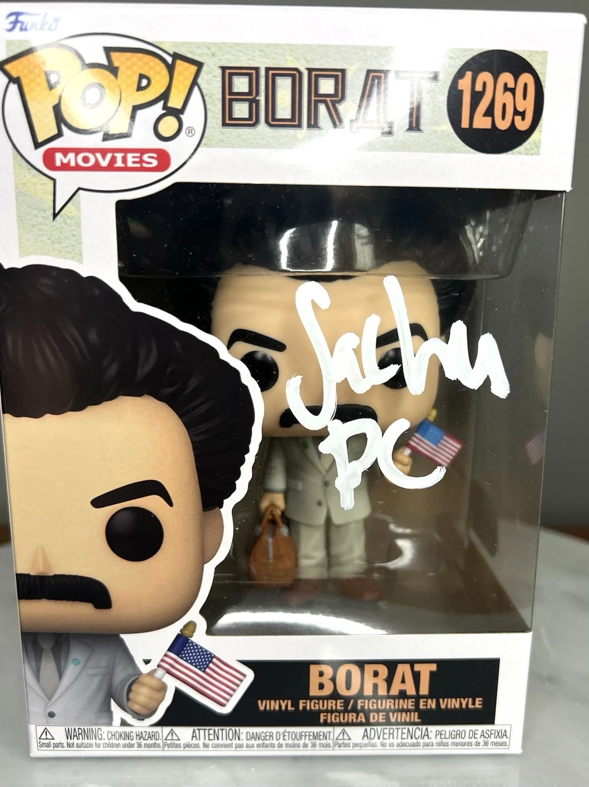 Sacha Baron Cohen — Sacha Baron Cohen Signed ‘Borat’ Funko Pop RARE! SWAU COA, image 2
