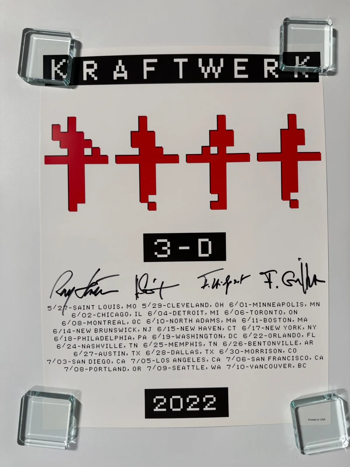 Kraftwerk JSA Signed Autograph Fully Signed 3-D 2022 Concert Poster Lithograph, image 3
