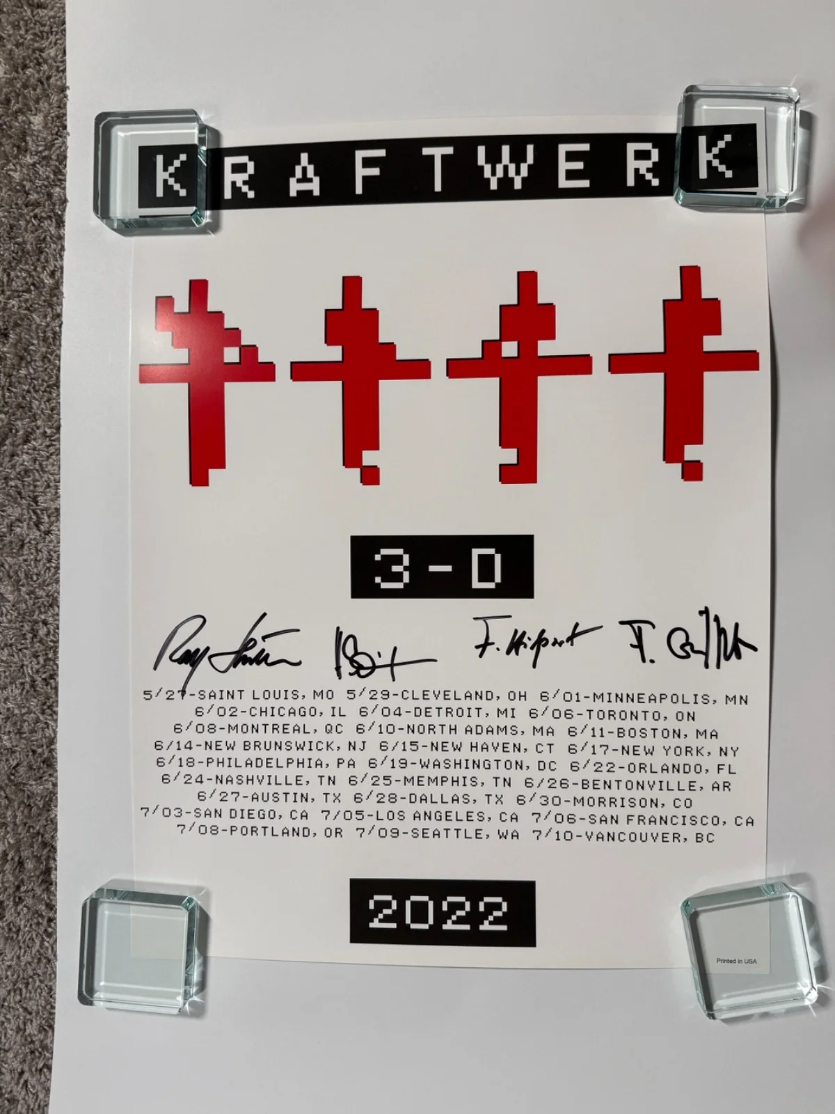 Kraftwerk JSA Signed Autograph Fully Signed 3-D Concert Poster Lithograph 2022, изображение 3