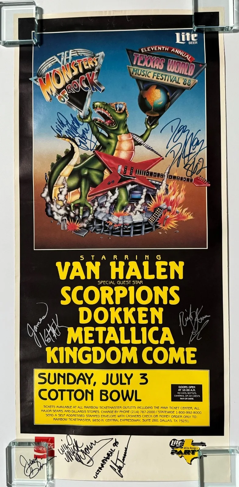Dokken Warrant JSA Signed Autograph Vintage Monsters Of Rock Texas 88, image 5