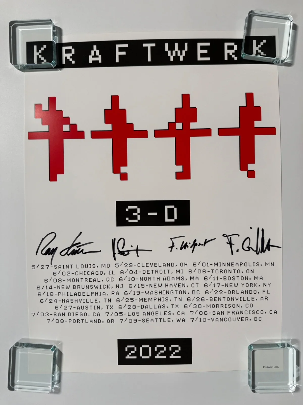Kraftwerk JSA Signed Autograph Fully Signed 3-D 2022 Concert Poster Lithograph, изображение 3