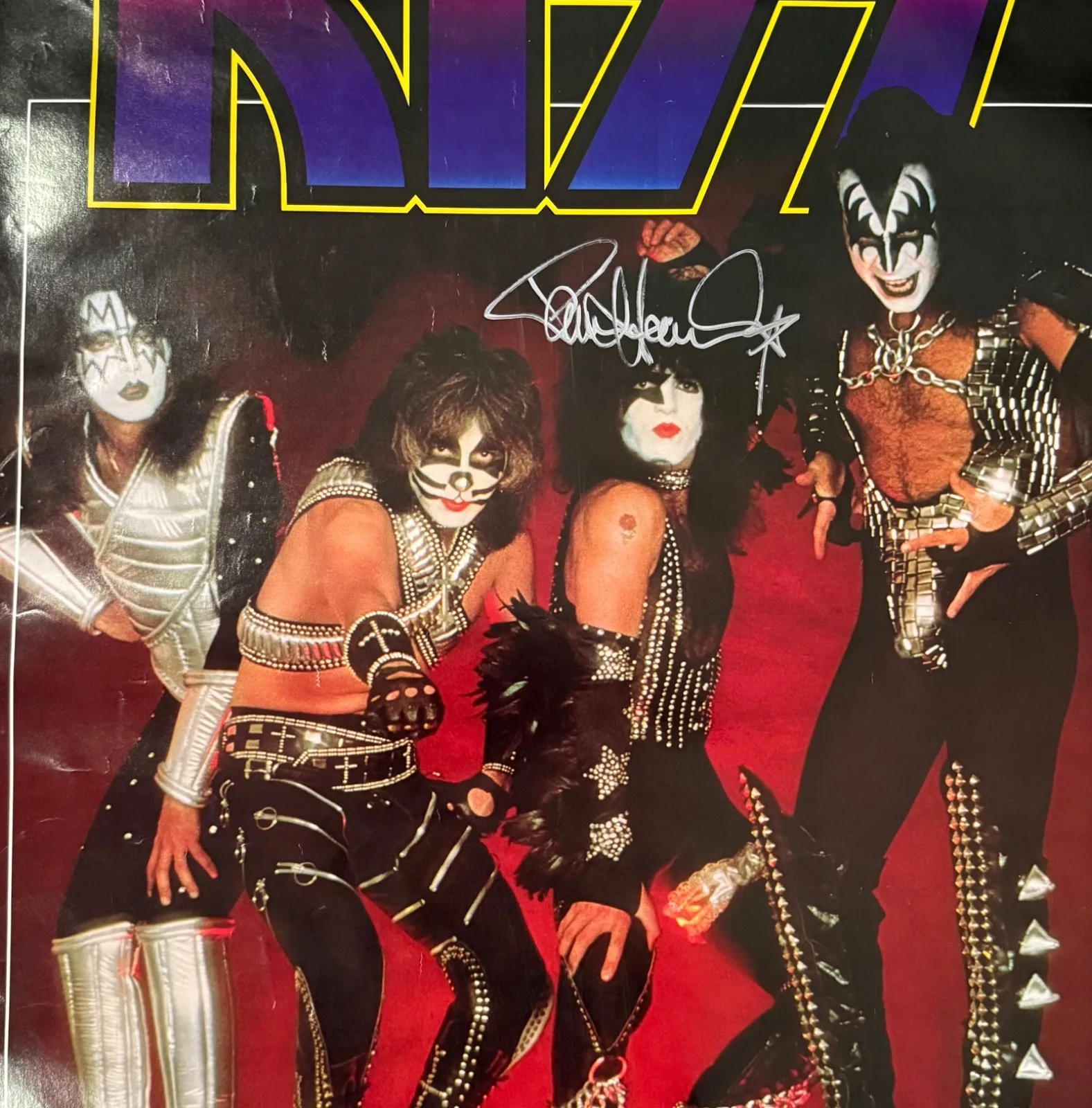 KISS Signed Autograph JSA 1977 Aucion Poster Paul Stanley Band On Cubes, image 2
