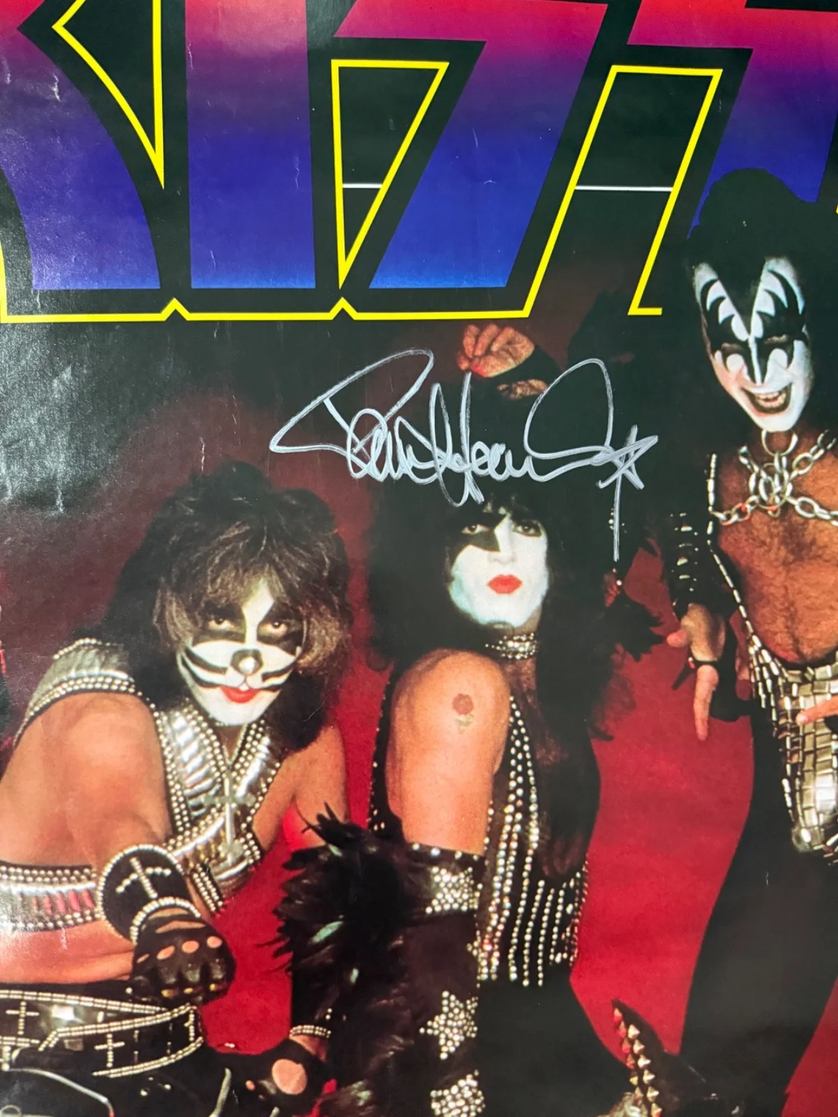 KISS Signed Autograph JSA 1977 Aucion Poster Paul Stanley Band On Cubes, image 3