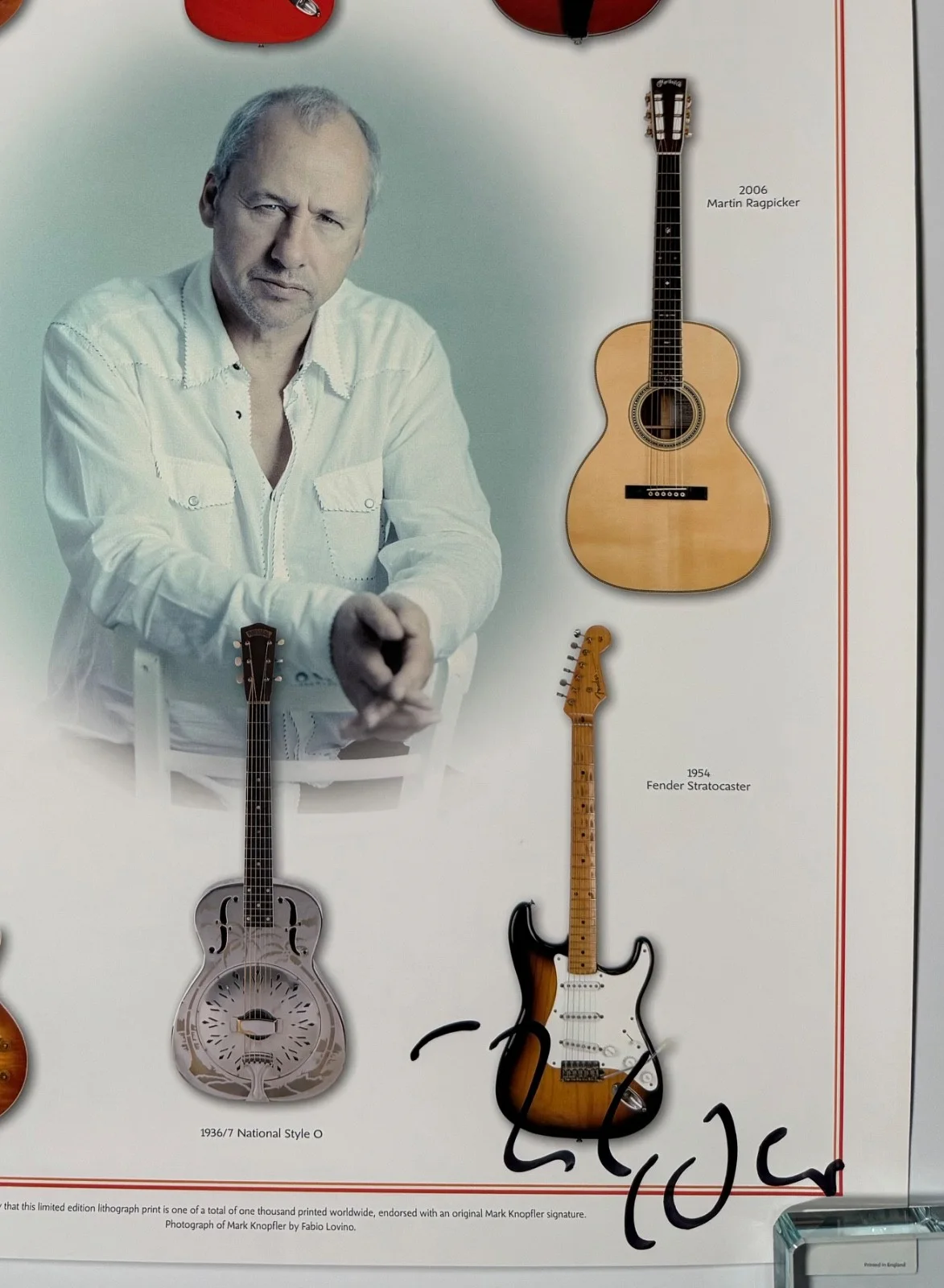 Mark Knopfler JSA Fully Signed Autograph Lithograph Poster Dire Straits, image 2
