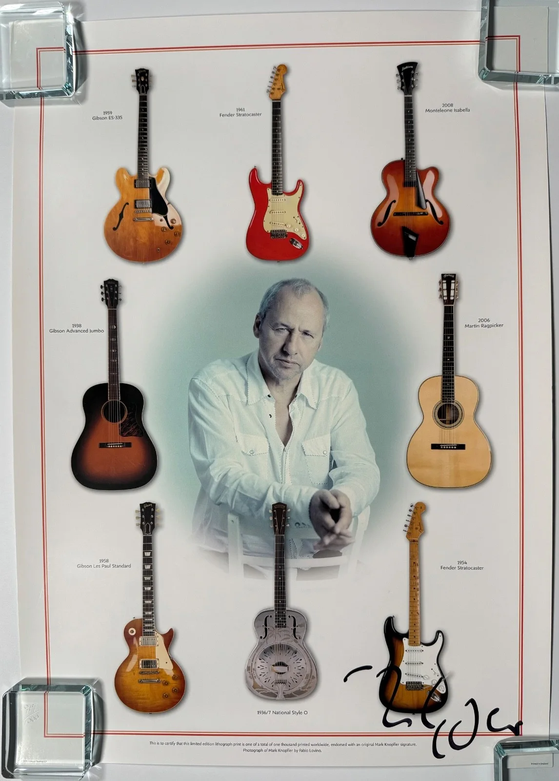 Mark Knopfler JSA Fully Signed Autograph Lithograph Poster Dire Straits, image 3