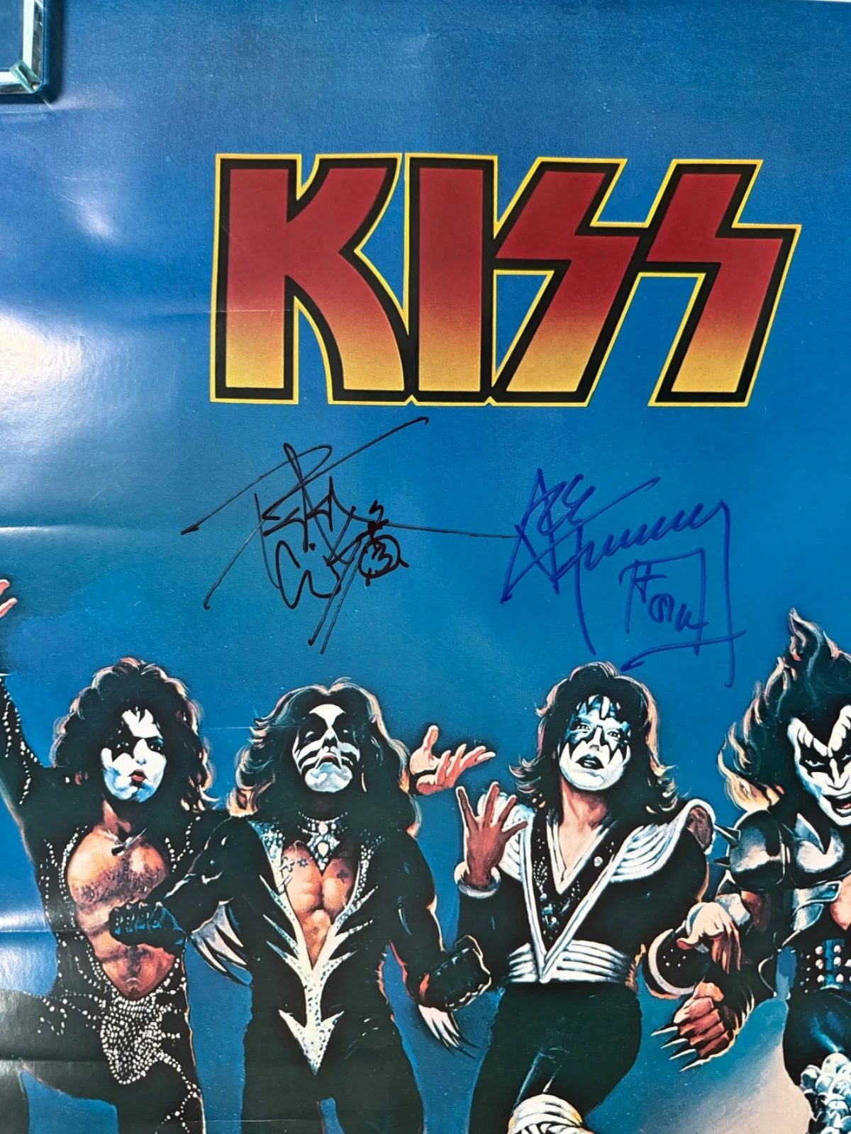 KISS Signed Autograph JSA Destroyer Poster Ace Frehley Peter Criss, изображение 2