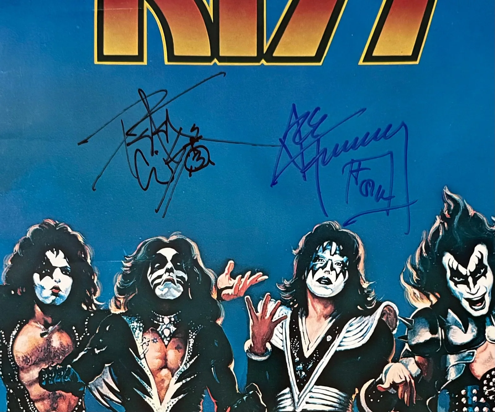 KISS Signed Autograph JSA Destroyer Poster Ace Frehley Peter Criss, изображение 3