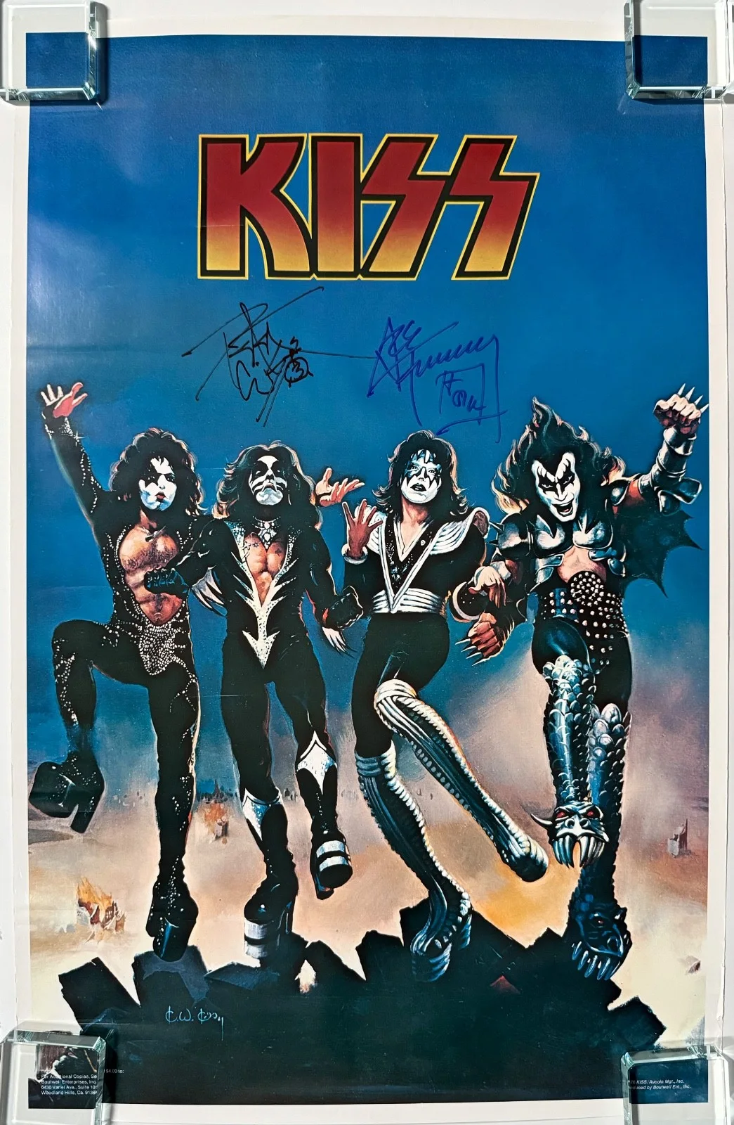 KISS Signed Autograph JSA Destroyer Poster Ace Frehley Peter Criss, изображение 4