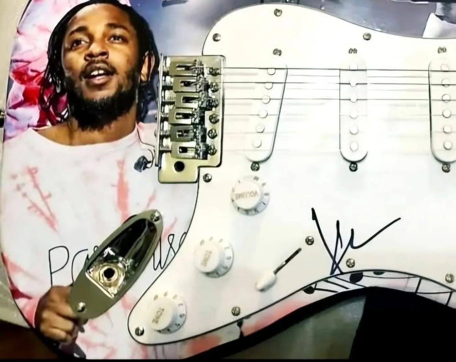 Custon Full Size Electric Guitar, Professional Wrapped Signed Kendrick Lamar, image 2