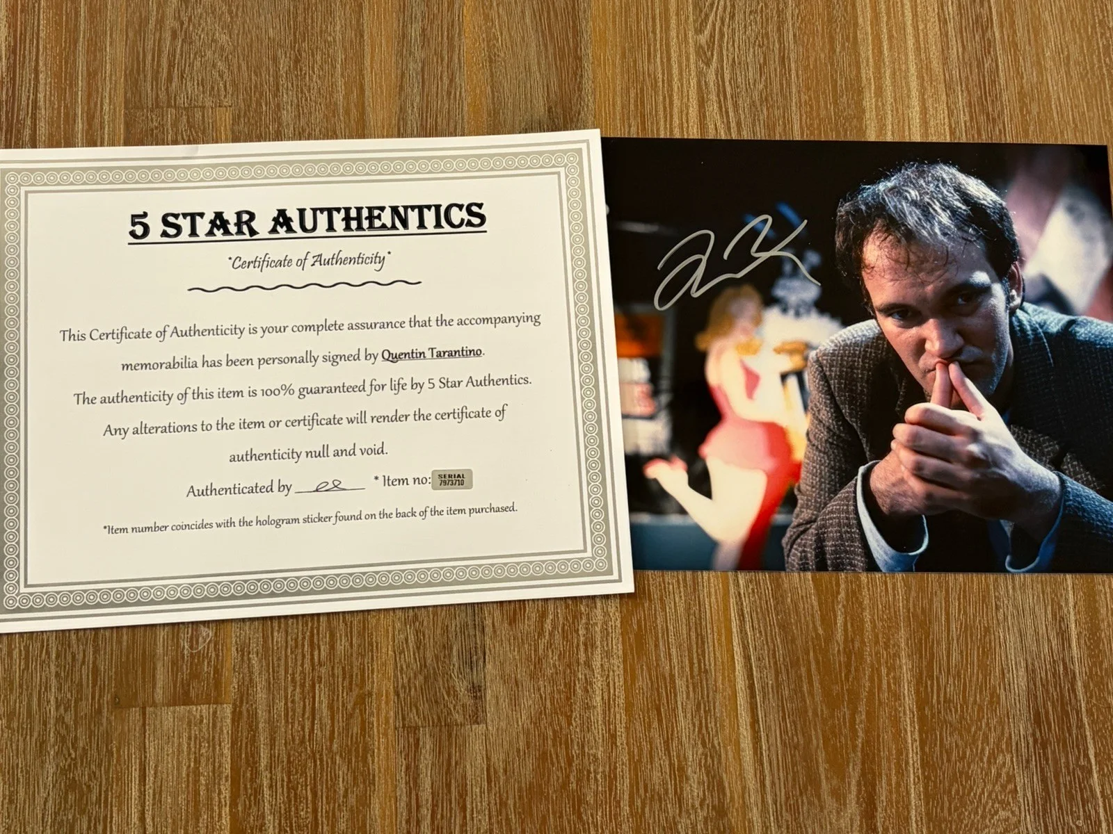 Quentin Tarantino — Quentin Tarantino autographed 8x10 photo, signed, authentic, Pulp Fiction, COA, image 3