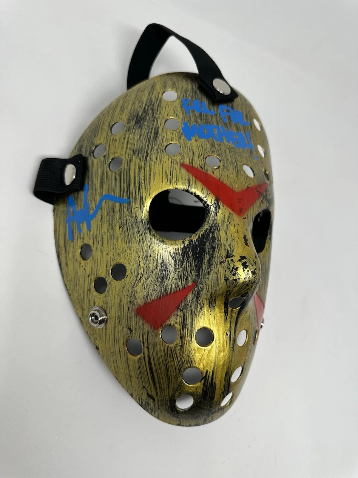 Ari Lehman — Ari Lehman Friday The 13th Jason 1 Signed Silver Jason Mask w/ Blue Sig COA, изображение 4