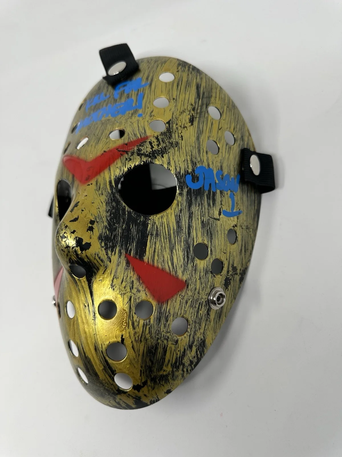 Ari Lehman — Ari Lehman Friday The 13th Jason 1 Signed Silver Jason Mask w/ Blue Sig COA, изображение 5