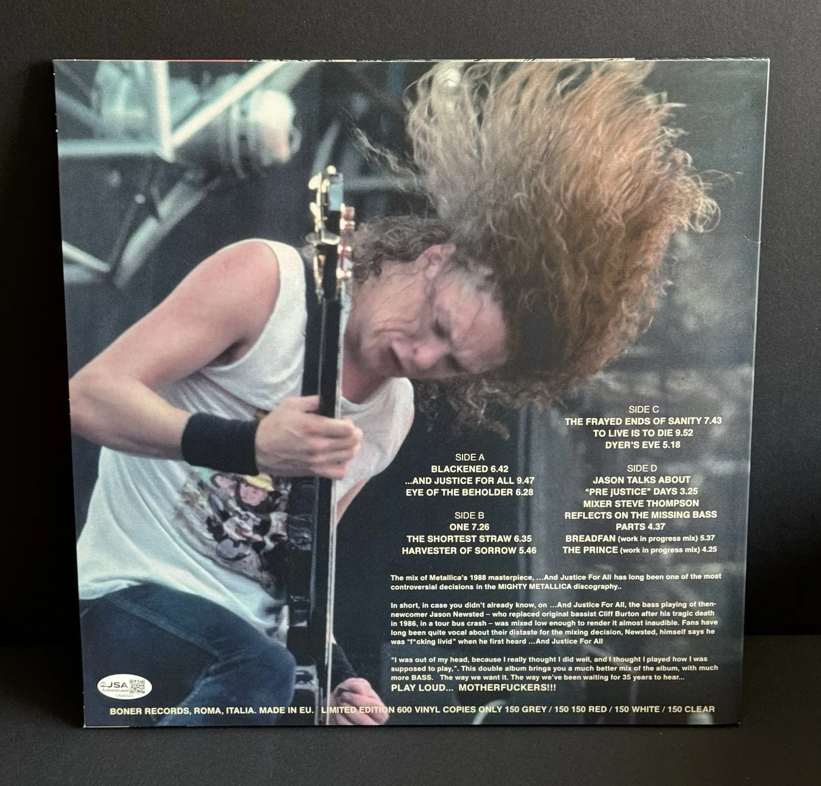 Kirk Hammett Metallica Signed And Justice For All / Jason Record Vinyl JSA COA, image 2