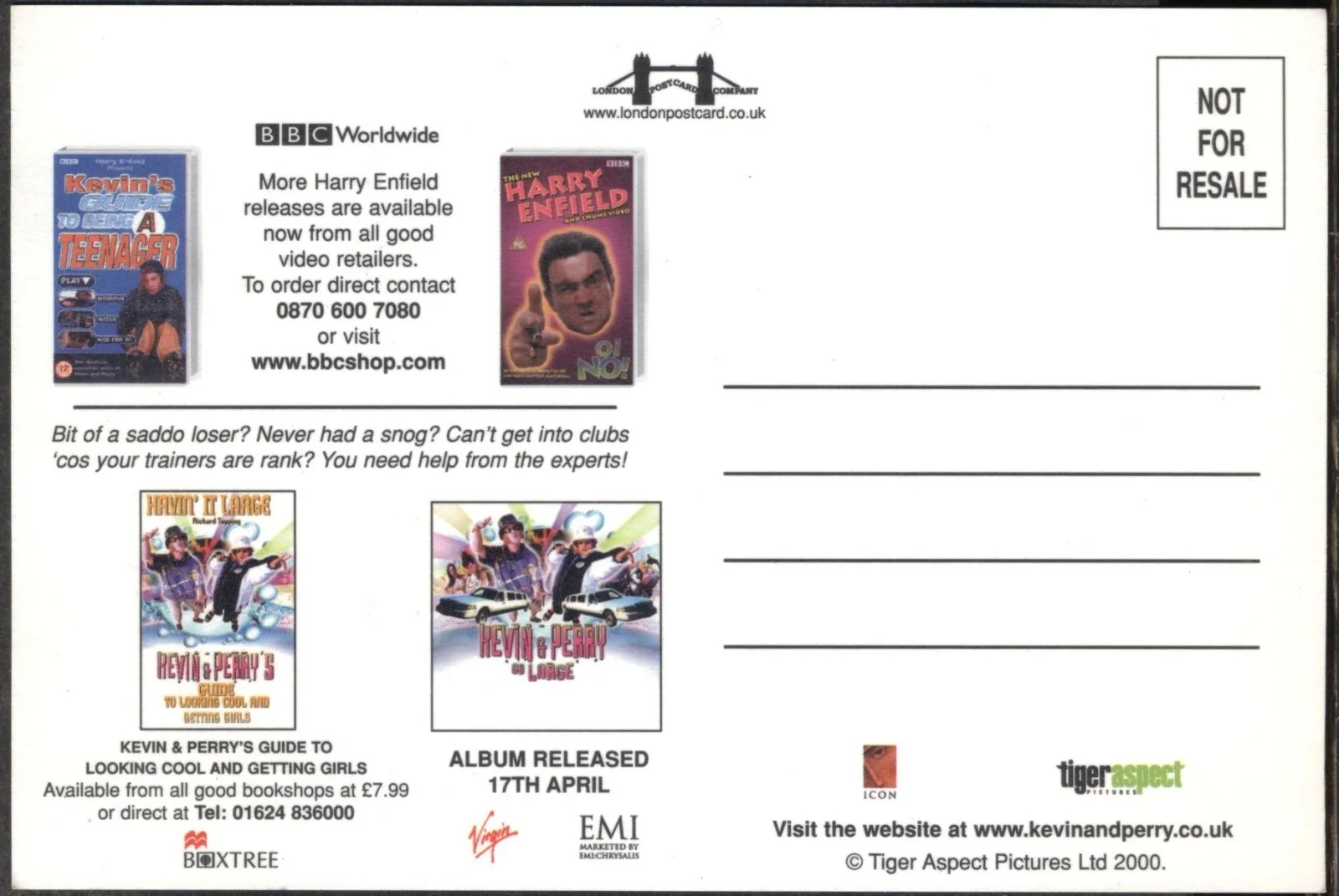 Modern FILM POSTER Postcard: KEVIN & PERRY GO LARGE (Harry Enfield, Kathy Burke), изображение 2