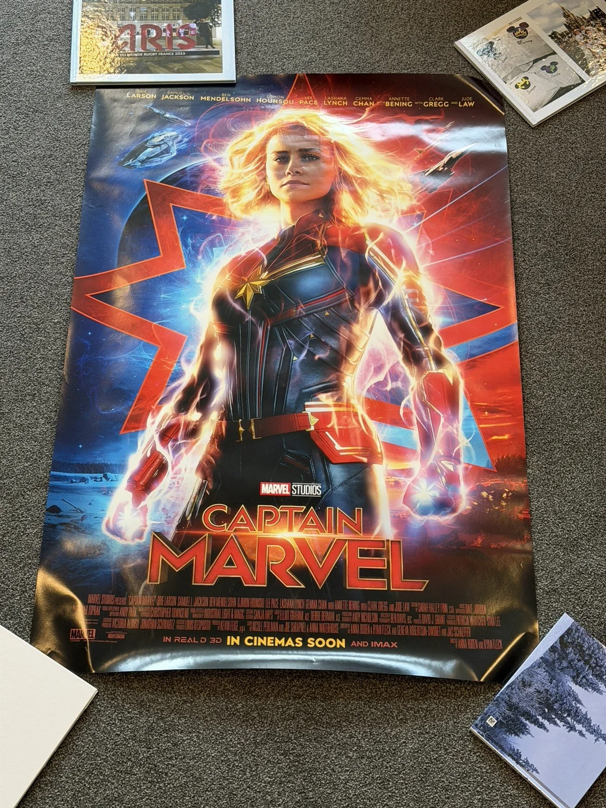 Captain Marvel Movie Poster Double Sided 27x40 inches.Authentic from Odeon, image 4