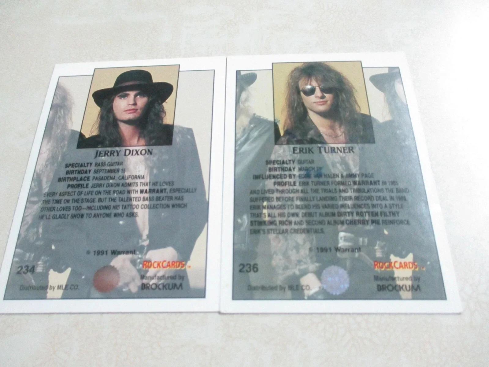 WARRANT LOT OF 2 AUTHENTIC SIGNED/AUTOGRAPHED ROCKCARDS-JERRY DIXON ERIK TURNER, изображение 4