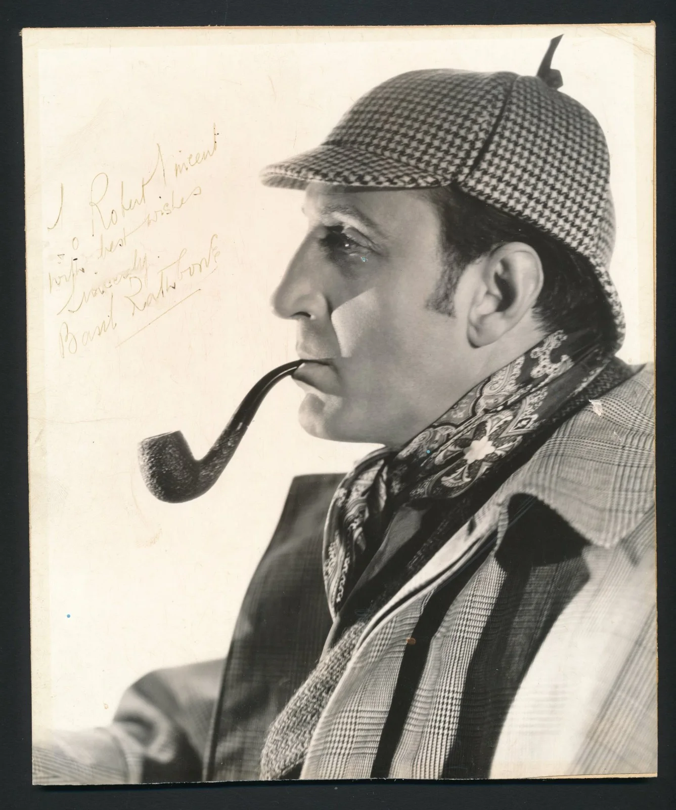 Basil Rathbone — Basil Rathbone - Signed - 1939 "Sherlock Holmes" Photo - One of a Kind! - Rare!