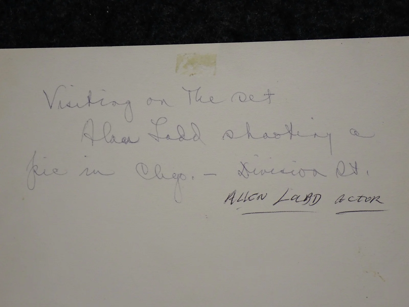 ALLAN LADD — Vintage 1948 Hollywood Noir On-Set Signed Photo Alan Ladd Sue Carol Irv Kupcinet, изображение 4