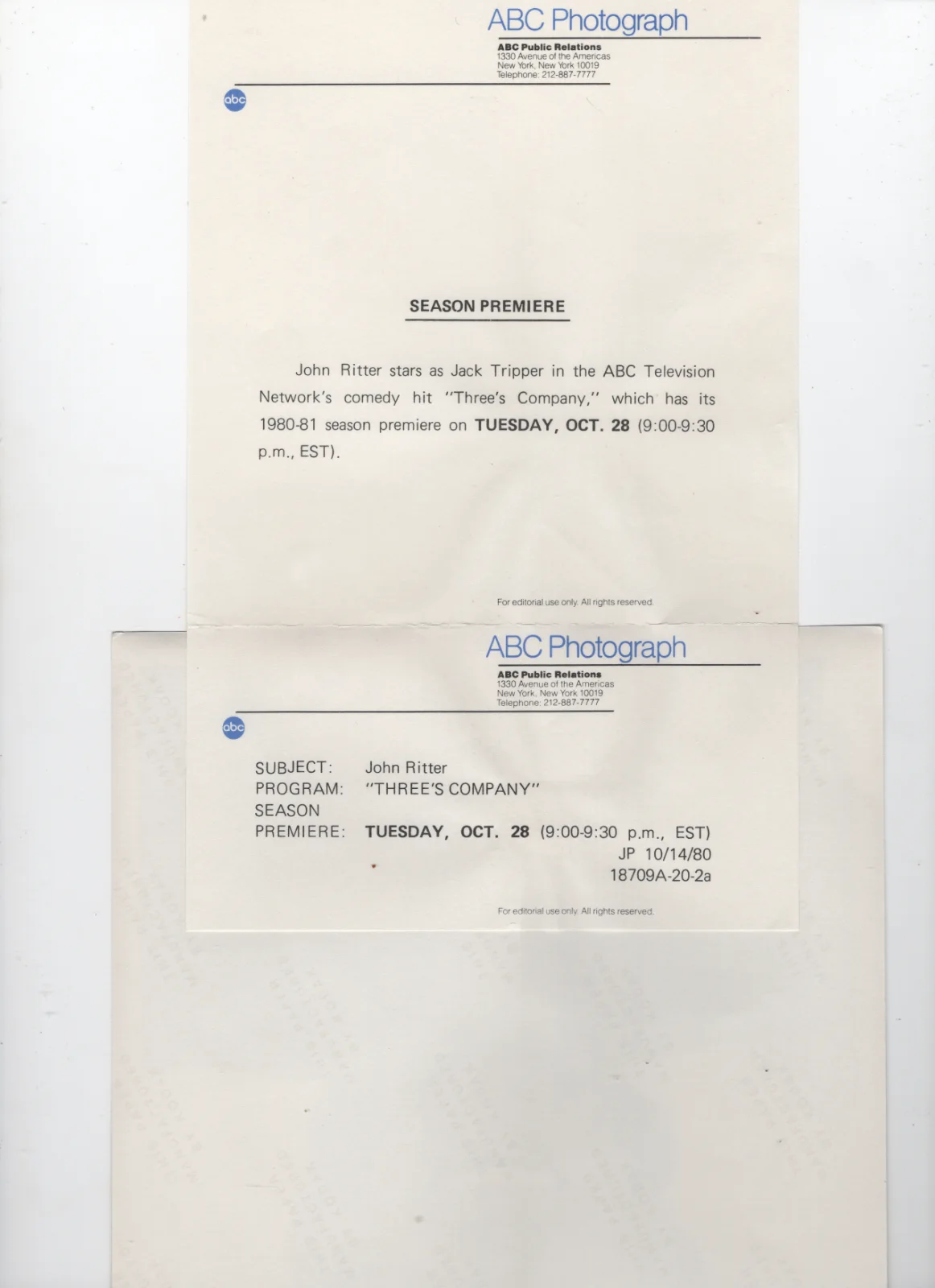 JOHN RITTER-THREE'S COMPANY-SIGNED AND DATED APPROX. 7X9 PHOTO, image 2