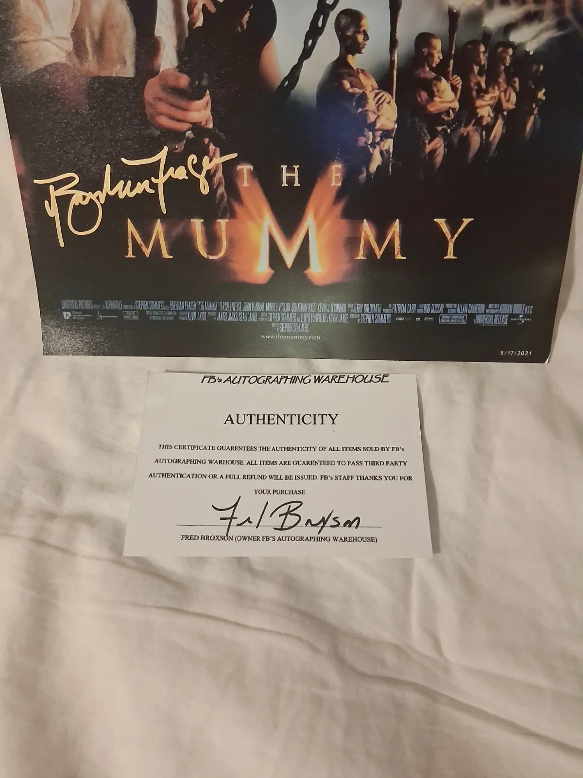 BRENDAN FRASER SIGNED AUTOGRAPHED 12X18 THE MUMMY PHOTO AUTO COA, изображение 2