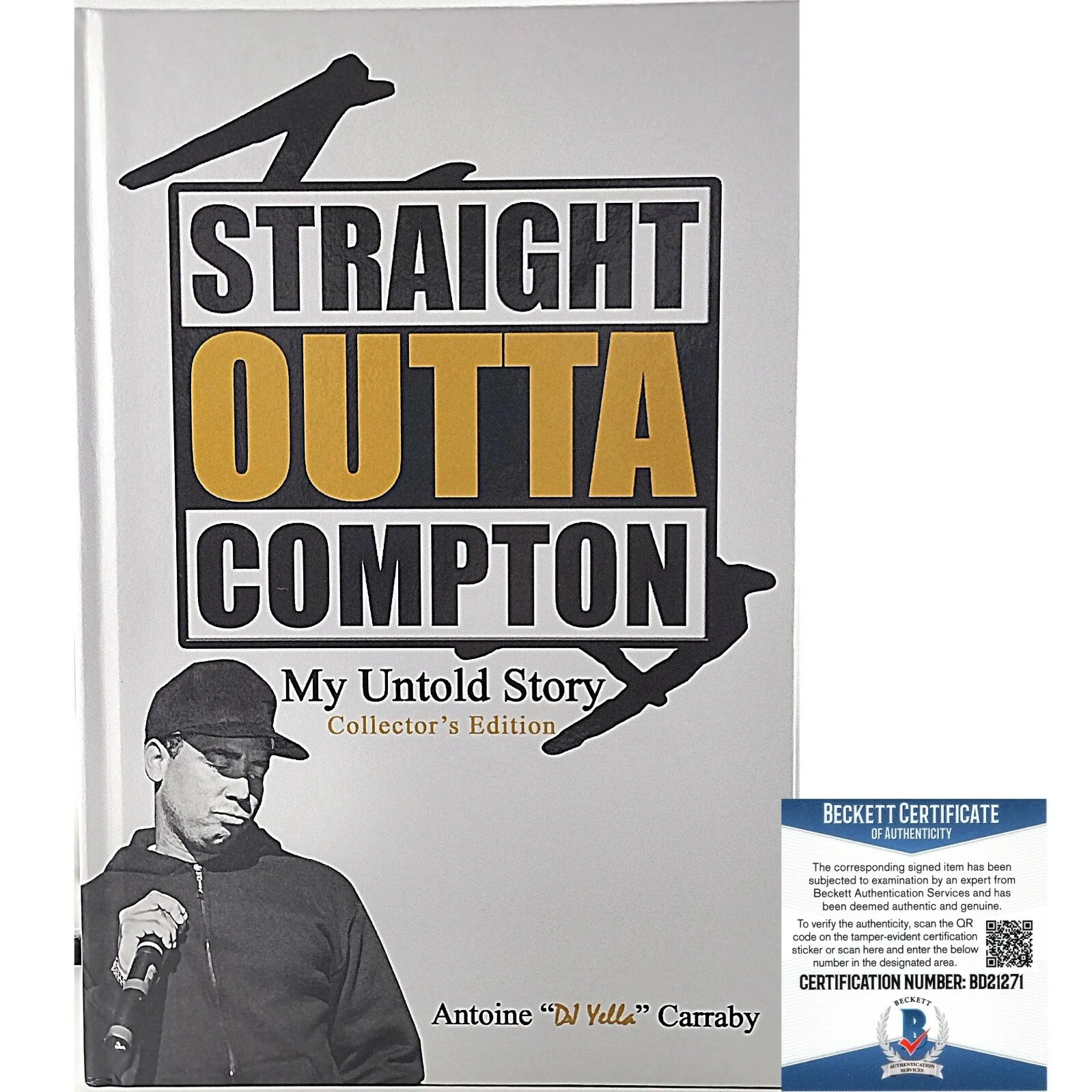 DJ Yella — DJ Yella NWA Signed Straight Outta Compton HC Book Beckett Rap Hip Hop Autograph