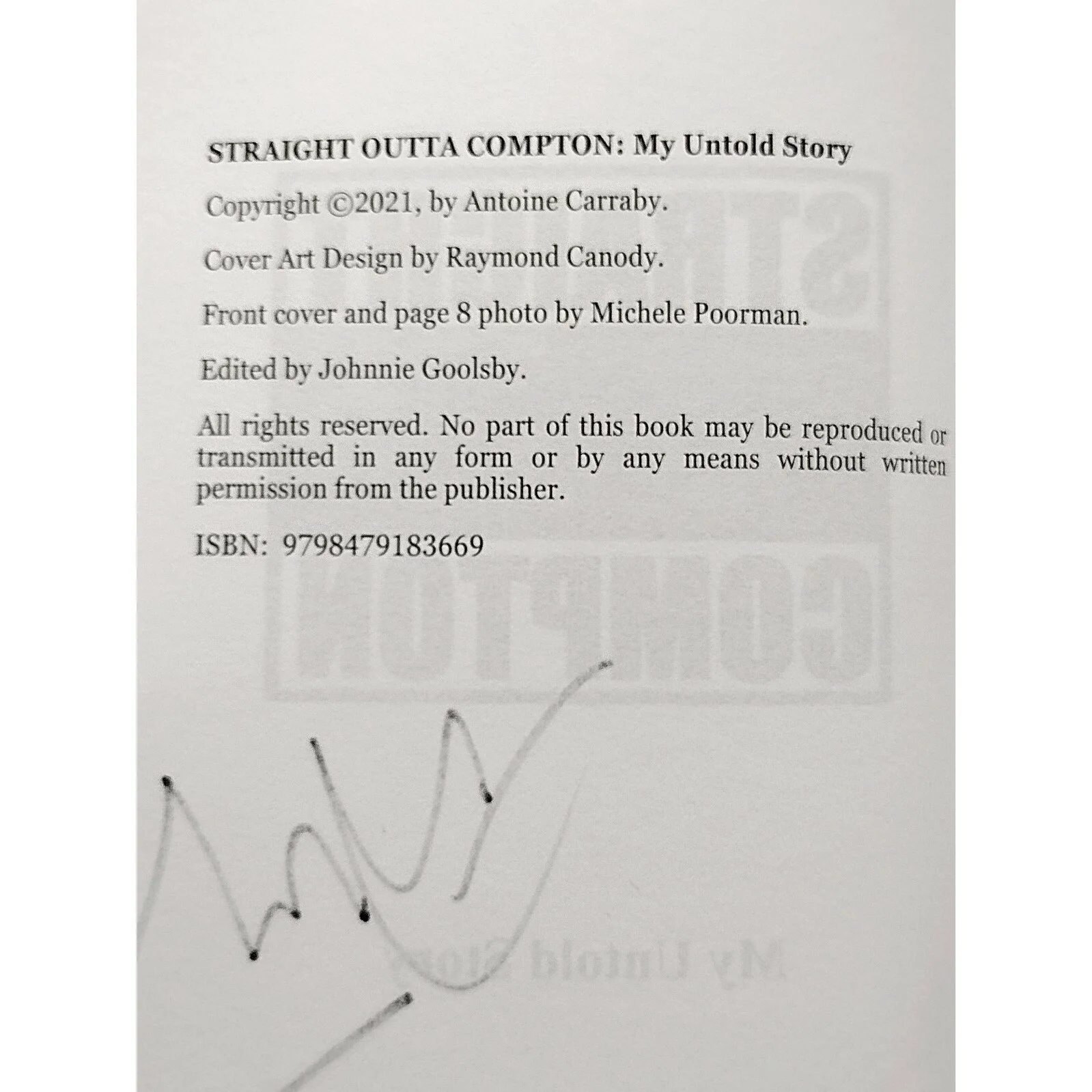 DJ Yella — DJ Yella NWA Signed Straight Outta Compton HC Book Beckett Rap Hip Hop Autograph, image 5
