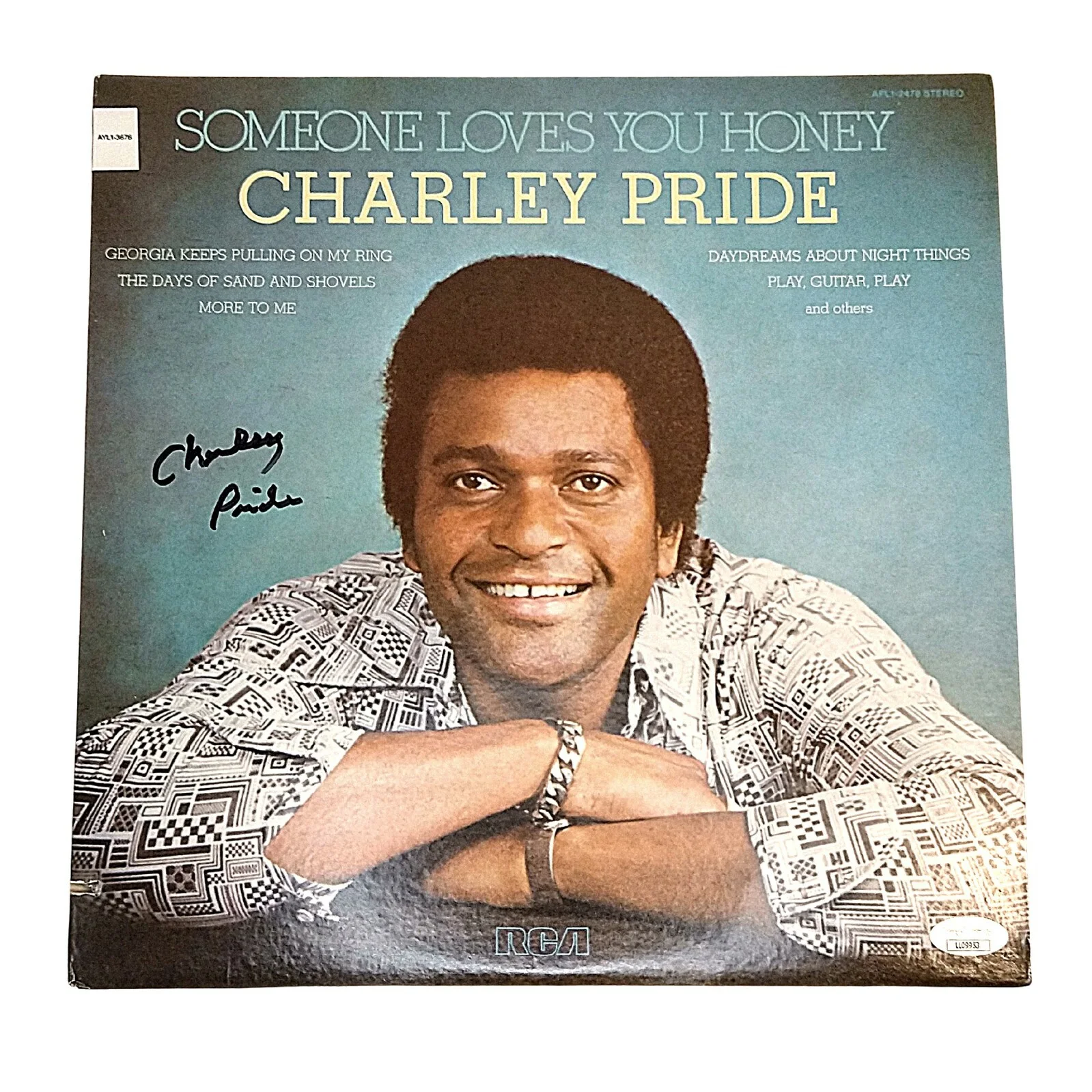 Charley Pride — Charley Pride Signed Somebody Loves You Honey Vinyl Framed JSA COA Country Album, изображение 3