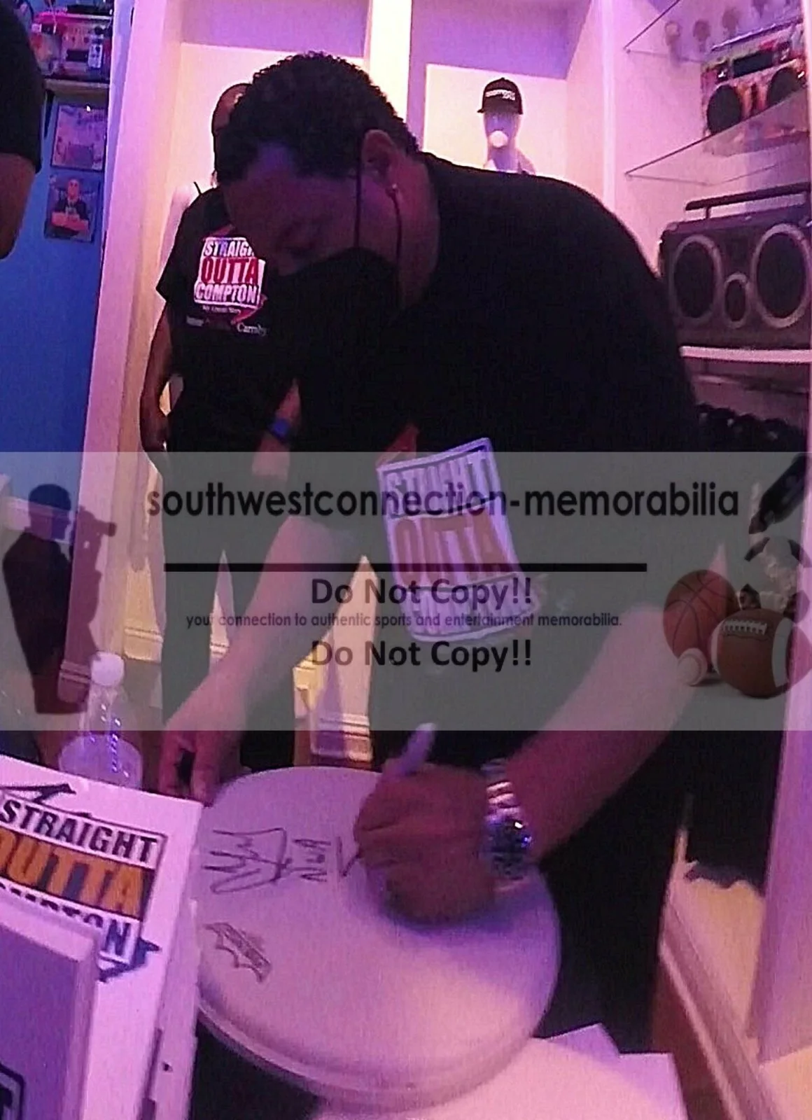 DJ Yella — DJ Yella Signed Remo 14in Drumhead NWA Inscription Beckett BAS COA Memorabilia, image 2