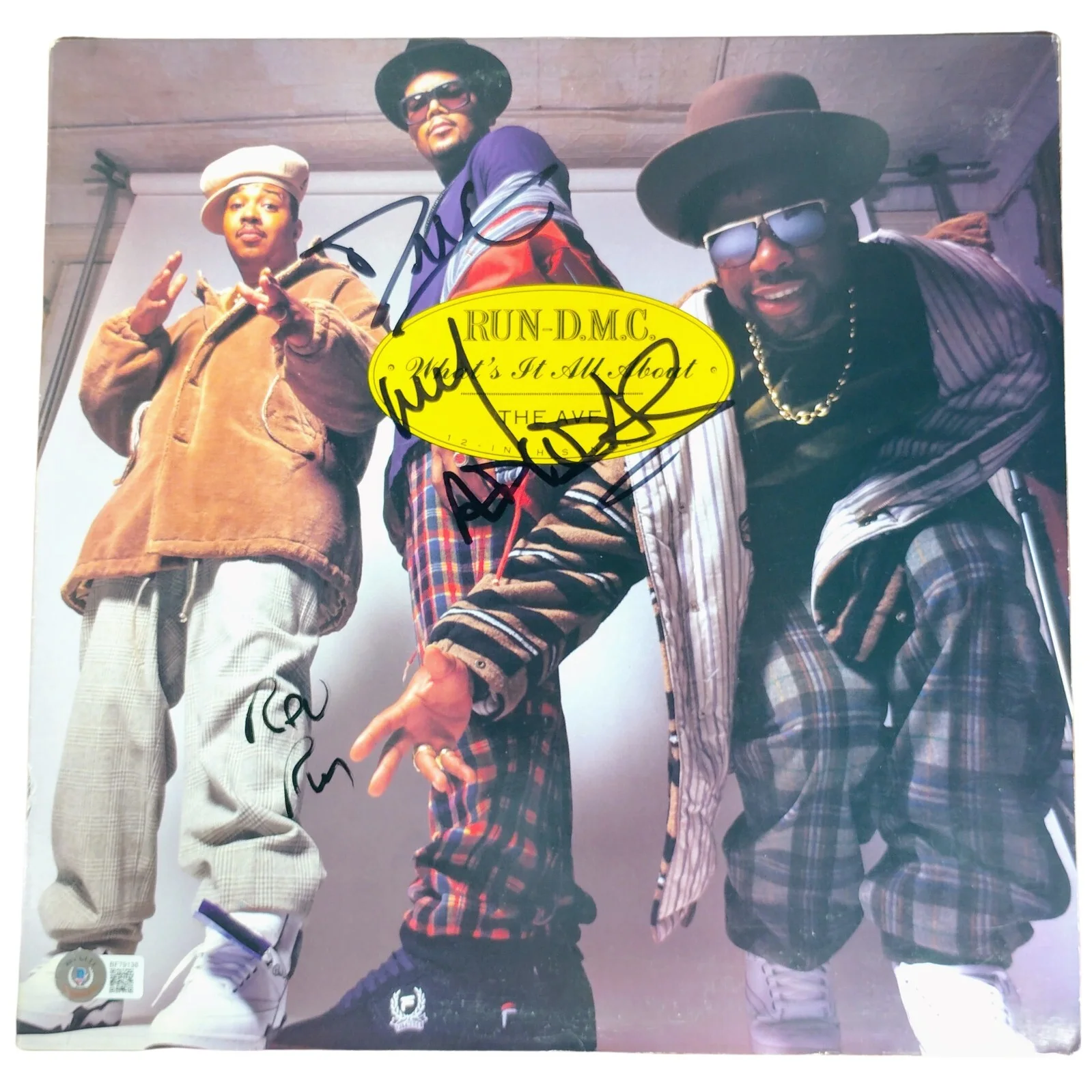 Darryl DMC McDaniels, Rev Run — Run DMC Signed Whats It All About The Ave 12 Inch Vinyl Single Beckett BAS COA, изображение 2