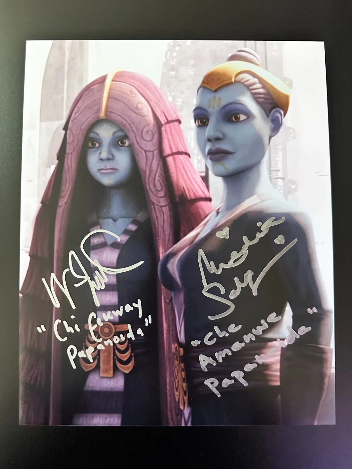 Nika Futterman — Dual-Signed 8x10 Star Wars: The Clone Wars Papanoida Sisters Autograph