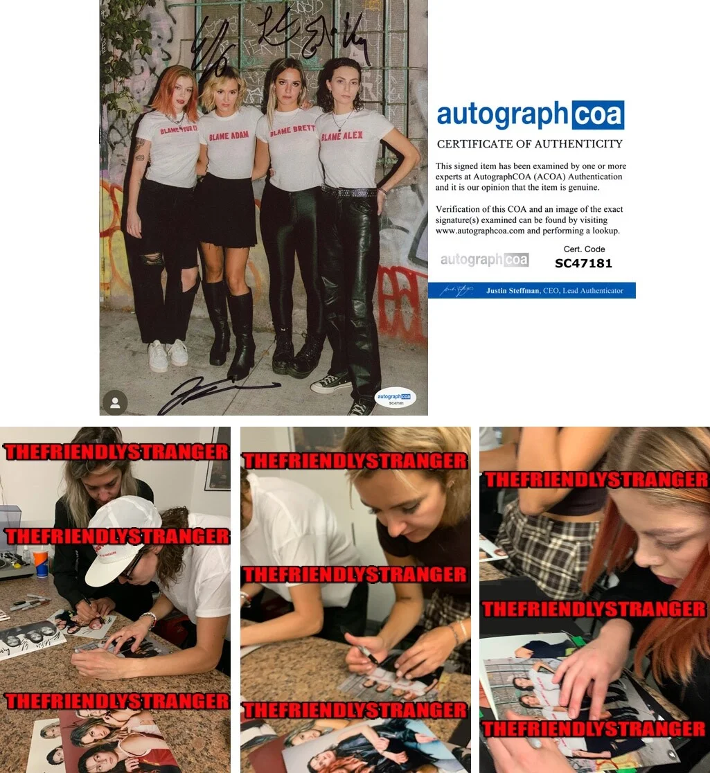 THE BEACHES — THE BEACHES Band signed 8x10 Photo ALL 4 b OFF CAMPUS Edge of The Earth ACOA COA