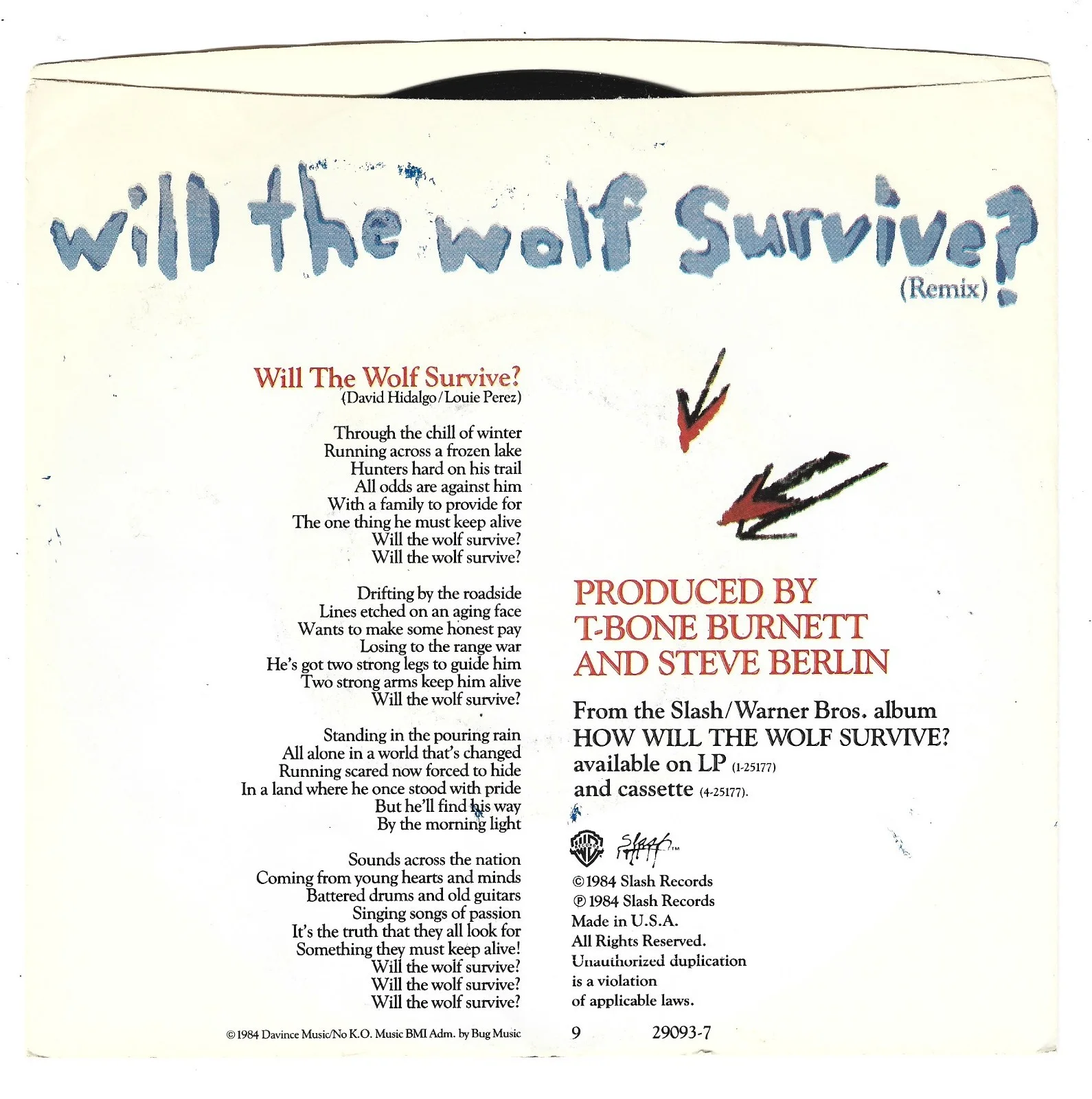 Los Lobos SIGNED 7" Will The Wolf Survive? Vinyl Record Single COA Autographed, image 2