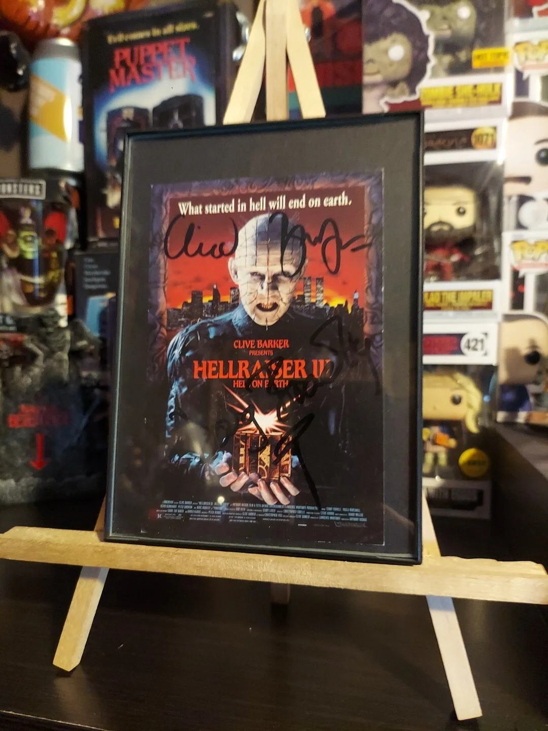 Clive Barker — CLIVE BARKER DOUG BRADLEY signed HELLRAISER III promo postcard Pinhead, image 4
