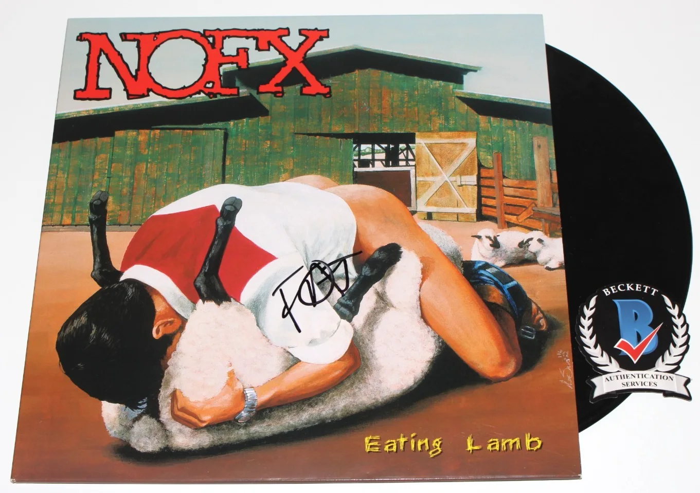 FAT MIKE SIGNED NOFX 'S&M AIRLINE' ALBUM VINYL RECORD LP BECKETT BAS COA, image 2