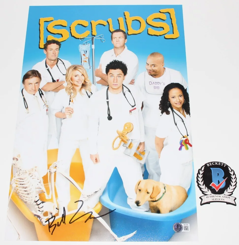 BILL LAWRENCE SHOW CREATOR & WRITER SIGNED 'SCRUBS' 12x18 POSTER BECKETT BAS COA, изображение 2