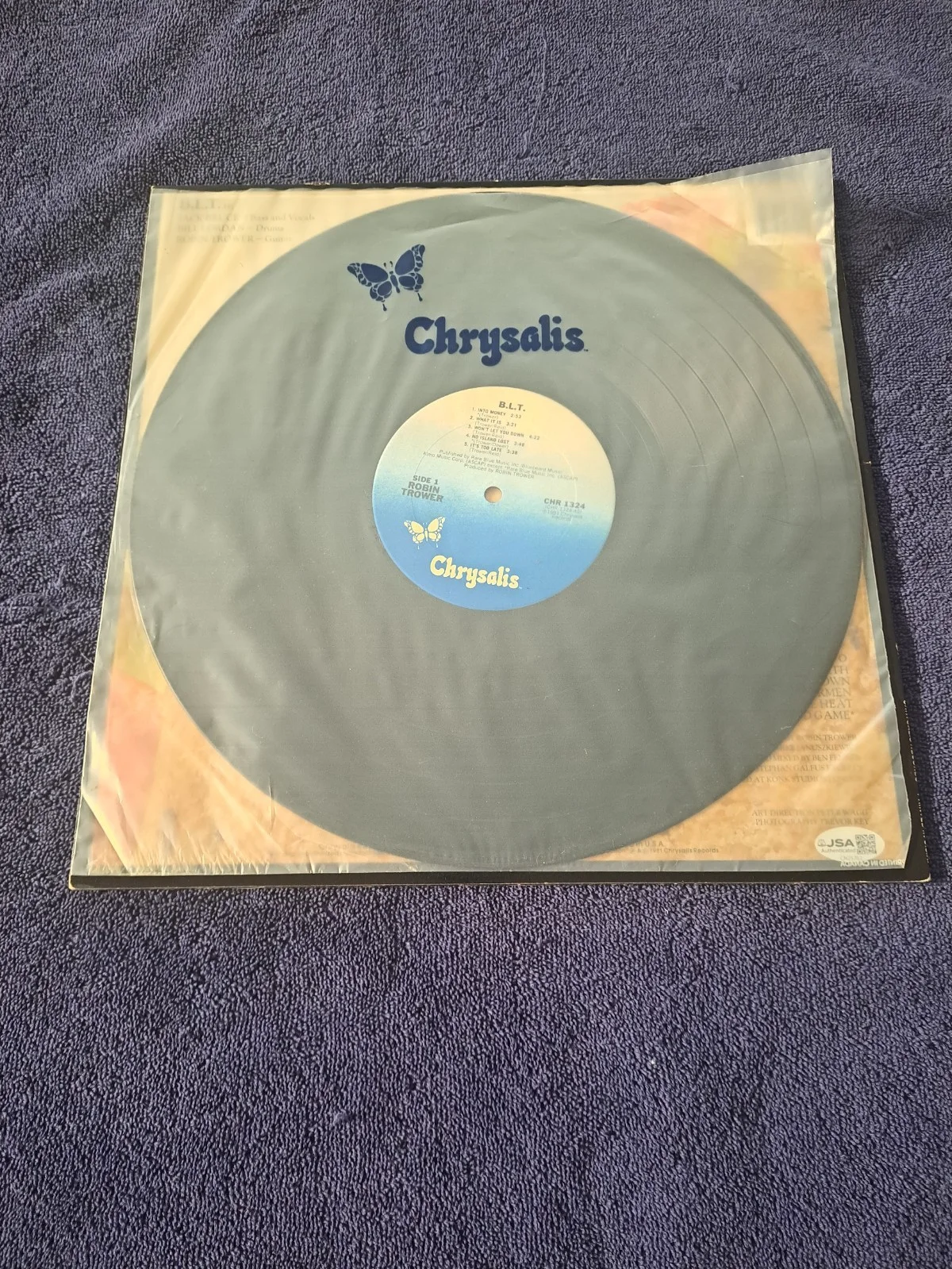 ROBIN TROWER SIGNED "B.L.T." VINY LP 1981 RELEASED BY CHRYSALIS RECORDS JSA COA, image 3
