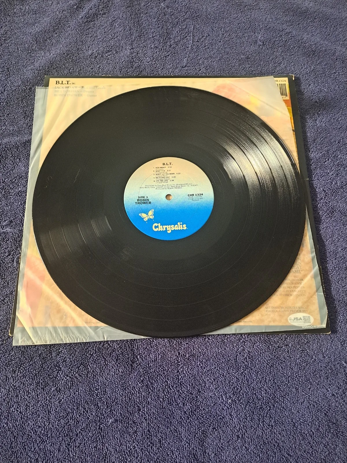 ROBIN TROWER SIGNED "B.L.T." VINY LP 1981 RELEASED BY CHRYSALIS RECORDS JSA COA, image 5