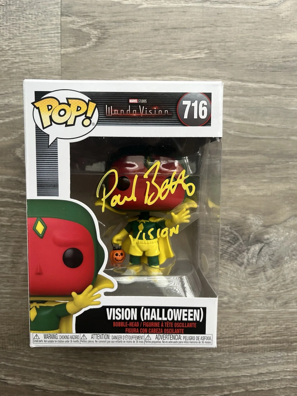 Paul Bettany — Paul Bettany Signed Halloween Vision Funko Pop JSA COA Marvel Avengers #716, изображение 2