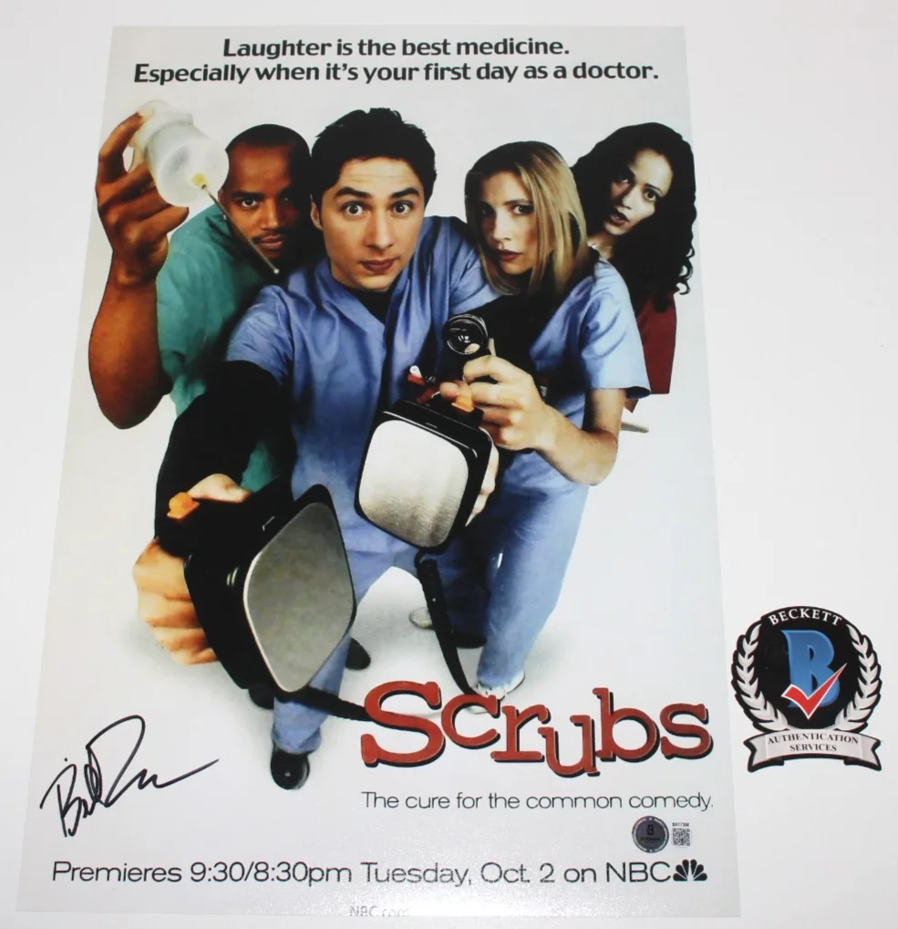 BILL LAWRENCE SHOW CREATOR & WRITER SIGNED SCRUBS 12x18 POSTER BECKETT BAS COA, изображение 2