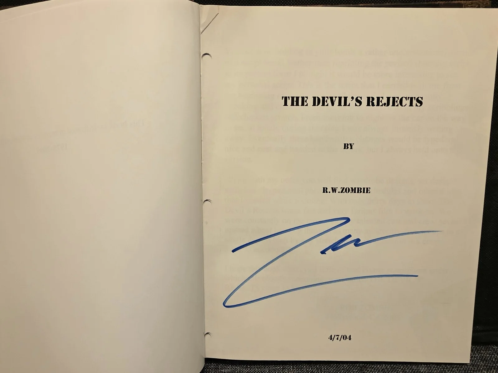 Rob Zombie — The Devil's Rejects LIMITED EDITION Director's Script Book SIGNED by Rob Zombie, image 3