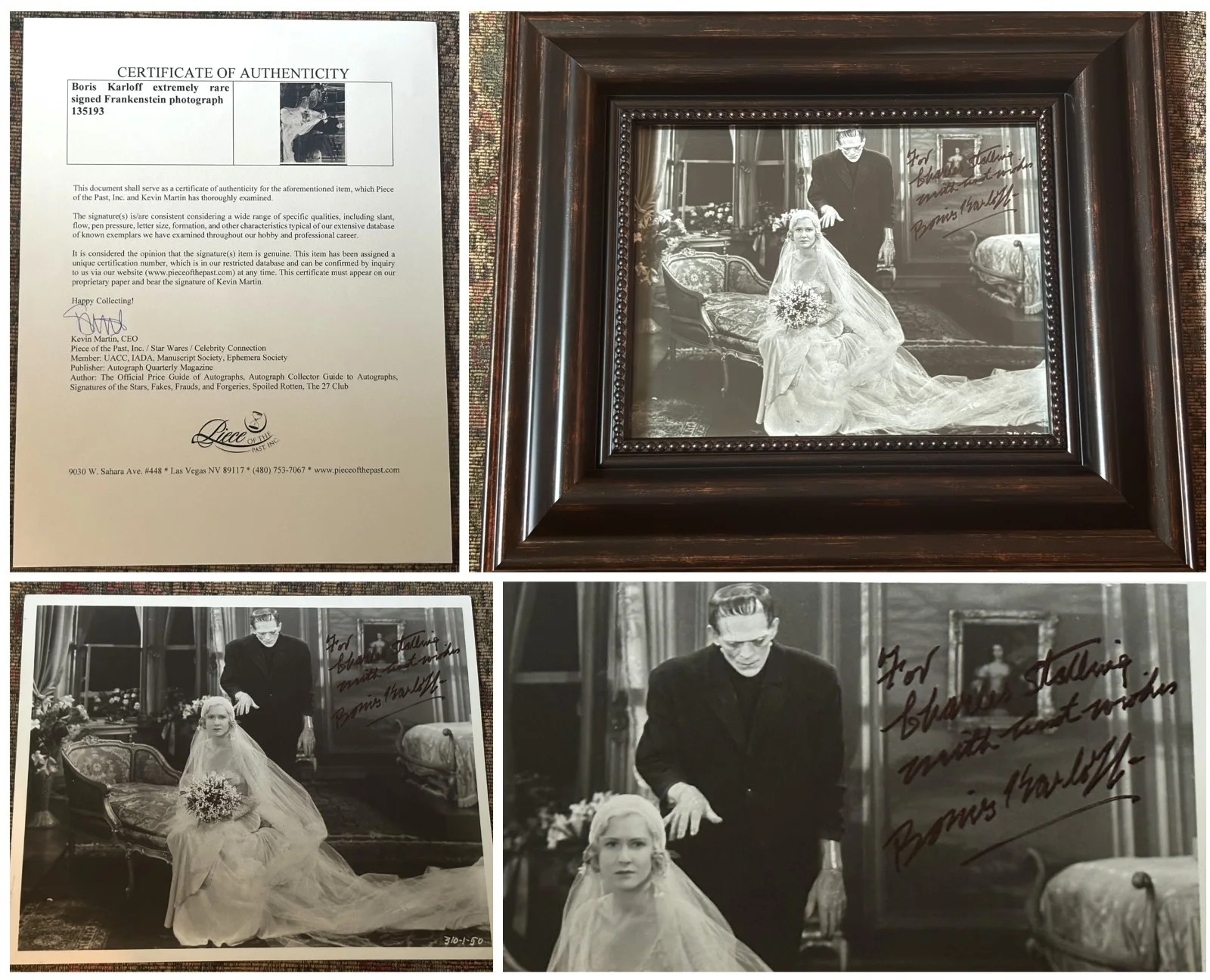 Boris Karloff — Extremely Rare Boris KARLOFF SIGNED Frankenstein 8x10 B&W Framed Photo with COA!