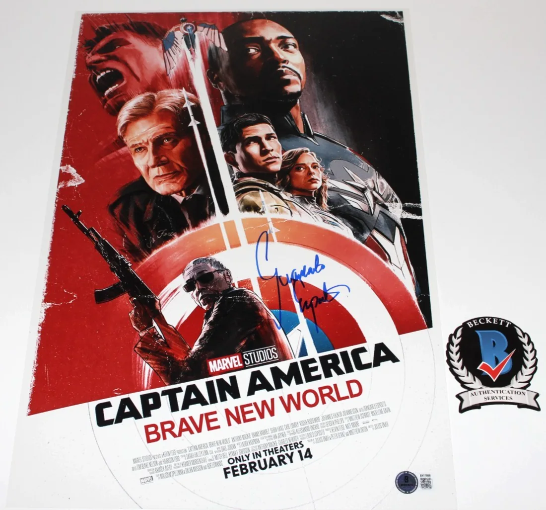 GIANCARLO ESPOSITO SIGNED CAPTAIN AMERICA BRAVE NEW 12x18 POSTER BECKETT COA, изображение 2