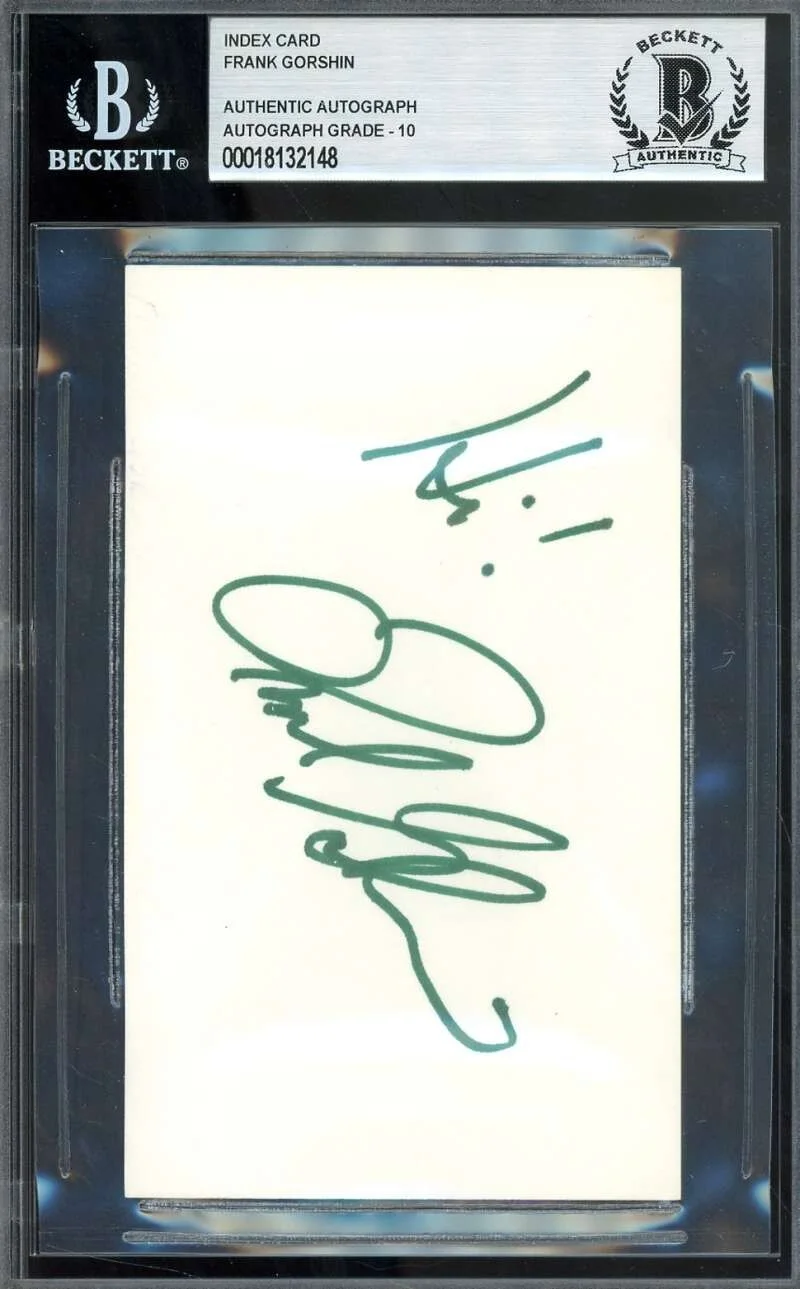 Frank Gorshin — Frank Gorshin Gem Mint 10 Beckett BAS Signed 3x5 Index Card Batman Riddler Autog