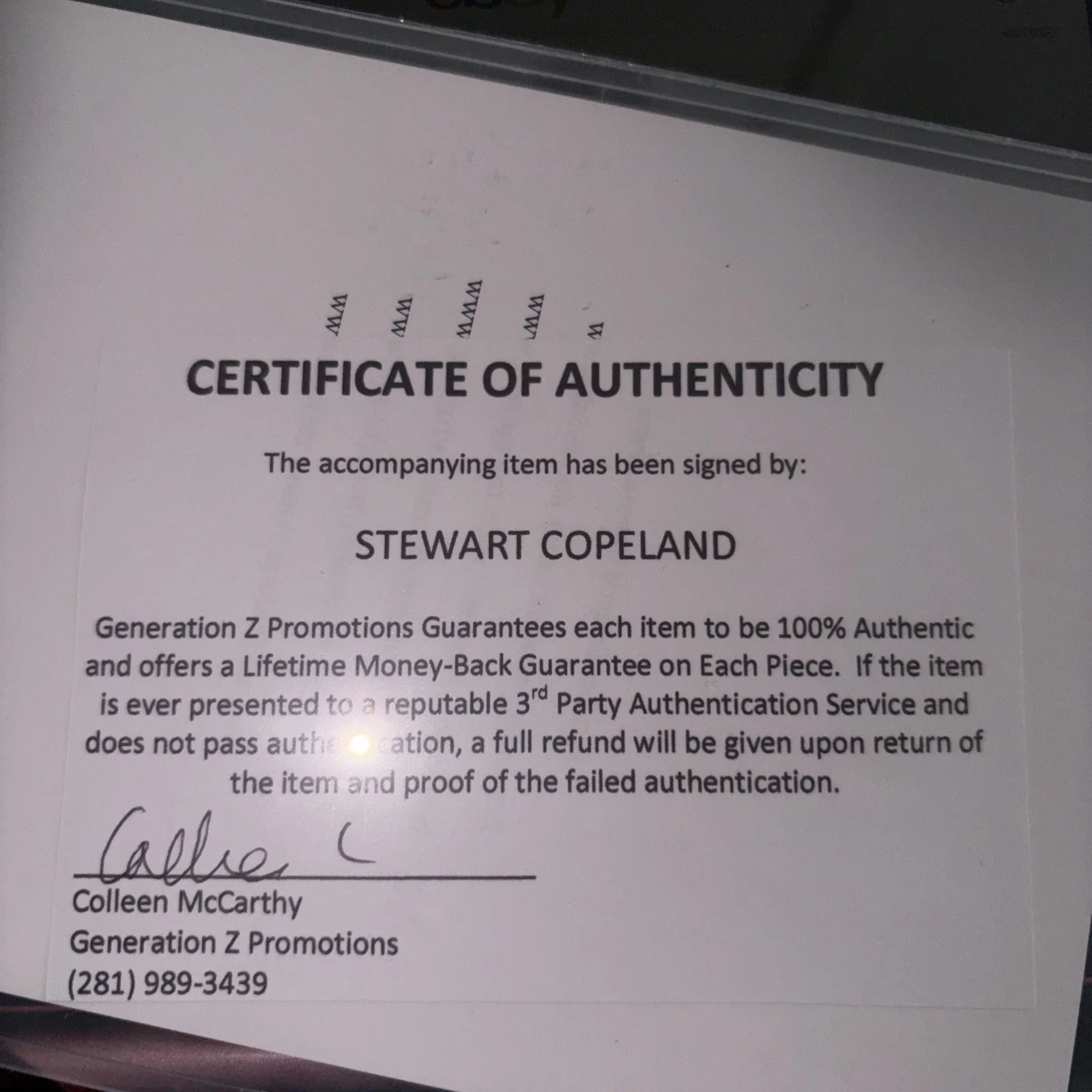 🔥STEWART COPELAND Signed 5”x7 w/COA! THE POLICE DRUMMER, image 3