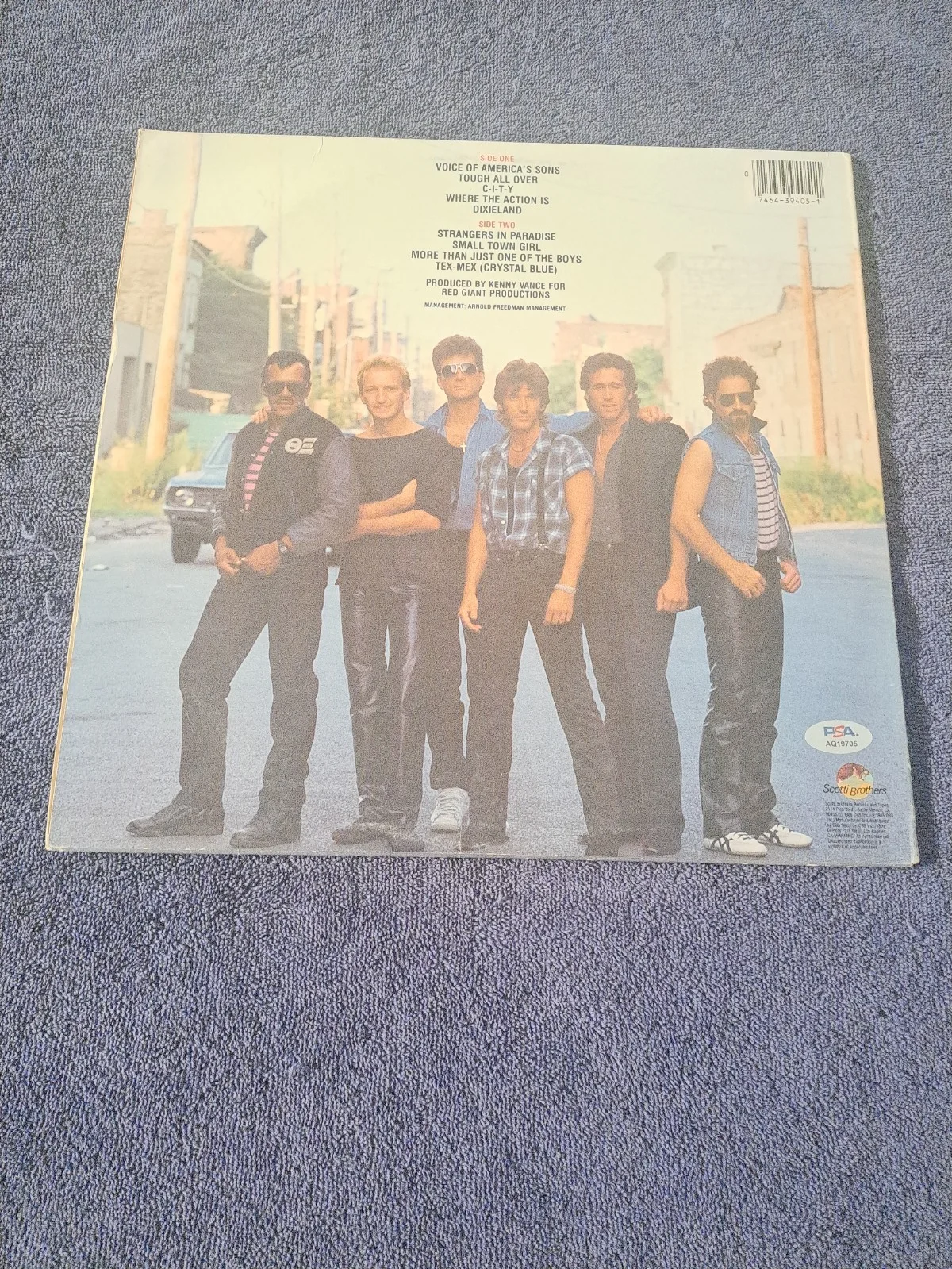 JOHN CAFFERTY & THE BEAVER BROWN BAND SIGNED "TOUGH ALL OVER" LP VINYL PSA COA, image 2